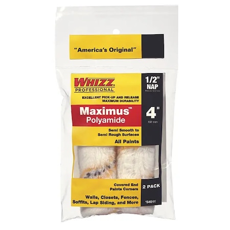 Work Tools 4" Mini Paint Roller Cover, 1/2" Nap Nap, Polyamide 54011